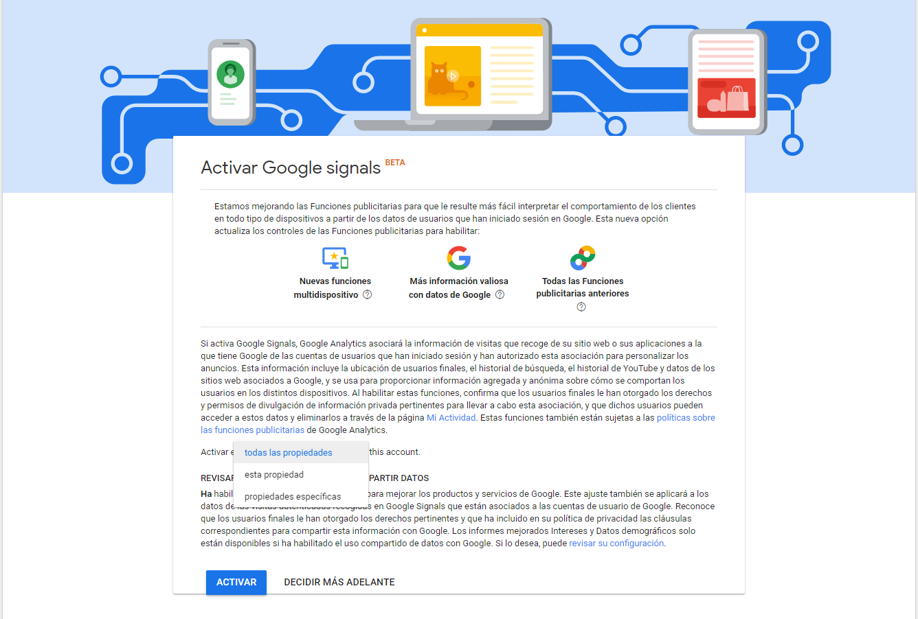 Property Settings under Enable Google Signals