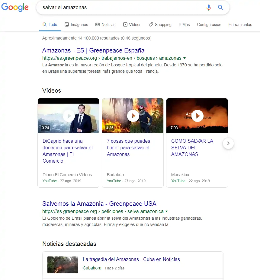google search example