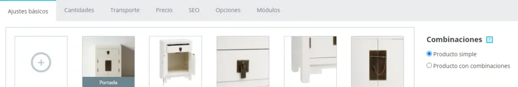 Opciones de la ficha de producto en prestashop